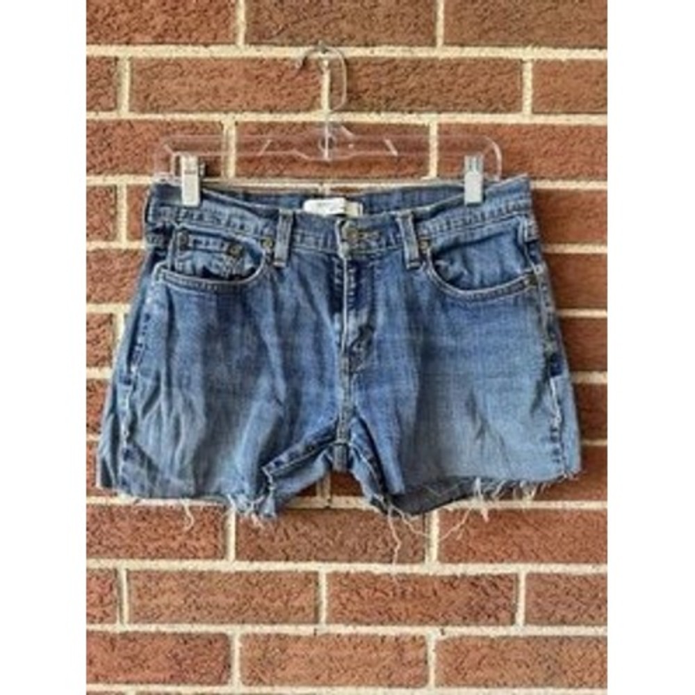 Levis 515 Boot Cut Denim Cutoff Shorts Blue Mid Rise Frayed Hem Womens 8M